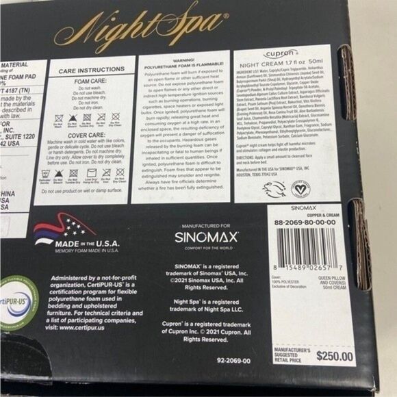 New Cupron Night Spa Night Cream,Skin Defense Pillowcase Memory Foam Bed Pillow - Picture 6 of 16